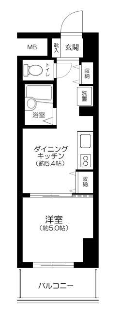 ヴィンテージ中目黒(1DK/3階)の間取り写真