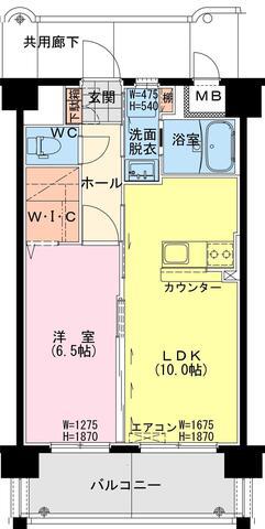 サンライズ北小路(1LDK/8階)の間取り写真