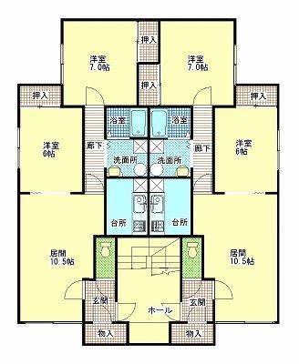 イースト410 E(2LDK/1階)の間取り写真