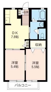 ラピュータ洋光台(2DK/2階)の間取り写真
