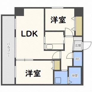 ピエール・ラルジュ東札幌(2LDK/7階)の間取り写真