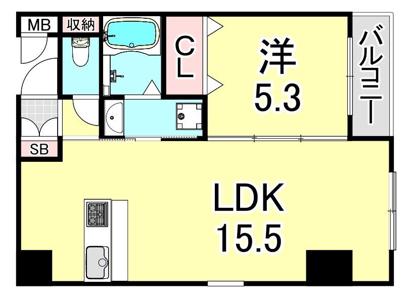 LA FIORE KOBE(1LDK/2階)の間取り写真