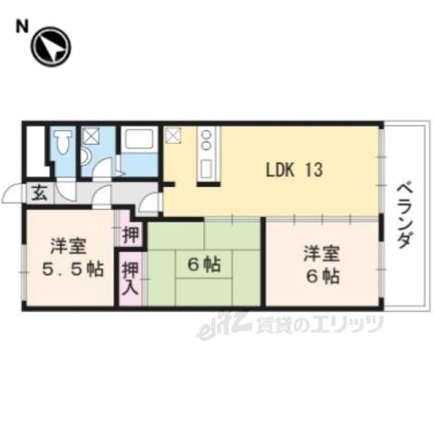 ドミール芝ノ宮(3LDK/4階)の間取り写真