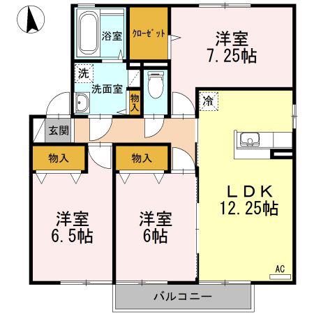 リビングタウン江戸屋敷 C(3LDK/2階)の間取り写真
