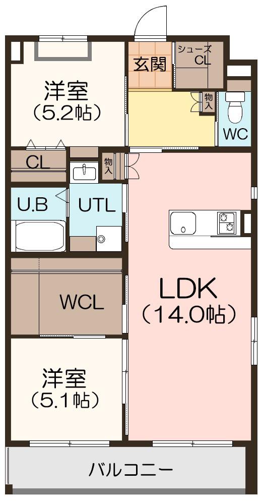 サン・ソラーレ(2LDK/1階)の間取り写真