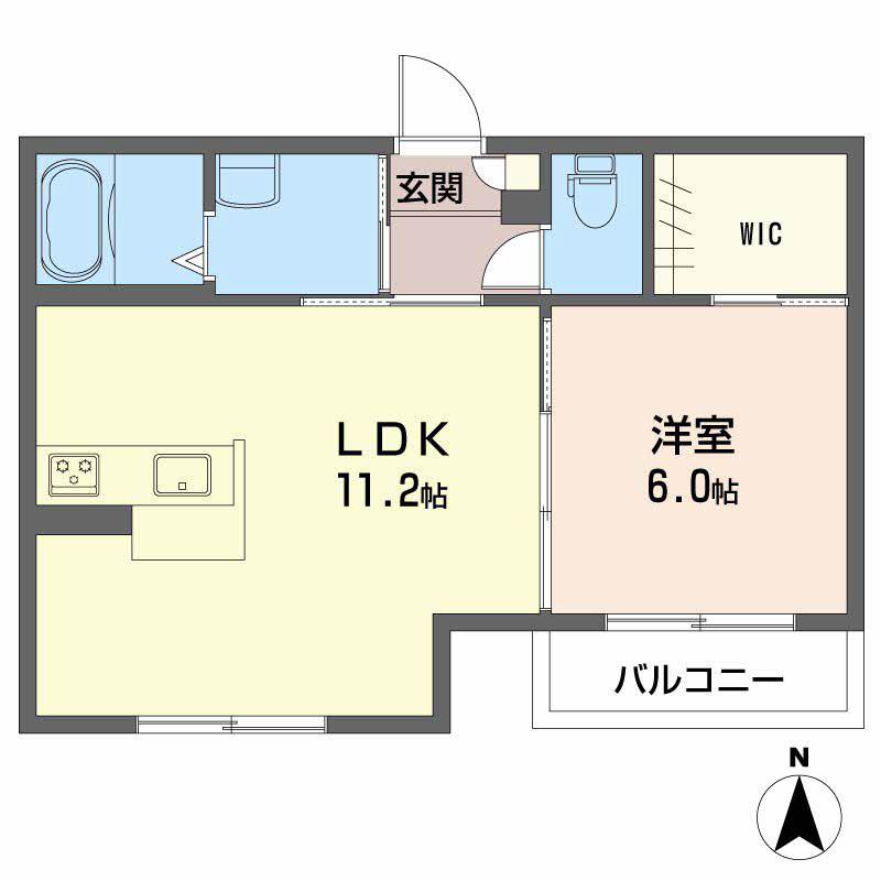 ラ・パルテール新屋敷 I(1LDK/2階)の間取り写真