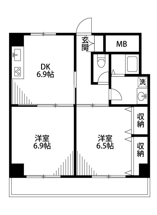 アルビーナ(2DK/3階)の間取り写真