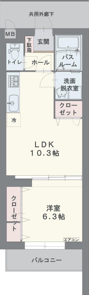 リュ・ア・ラ・モード(1LDK/2階)の間取り写真