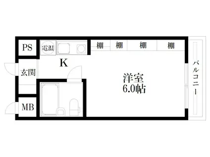 メネダス(1K/2階)の間取り写真
