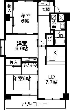 ハートフルライフIWASA3(3LDK/2階)の間取り写真