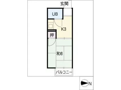 パレーシャルMORI(1K/2階)の間取り写真