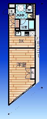 阪神千鳥橋マンション(1DK/3階)の間取り写真