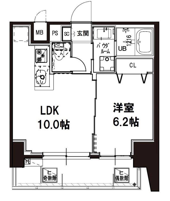 メゾンドアーク南大井(1LDK/7階)の間取り写真