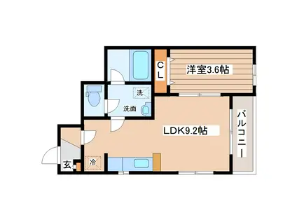 アイワスクエア(1LDK/1階)の間取り写真