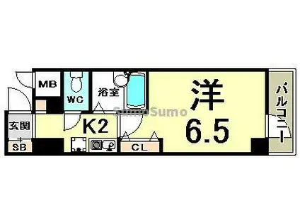 エスリード三宮フラワーロード(1K/2階)の間取り写真