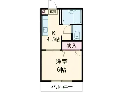 ノース RIVER(1K/2階)の間取り写真