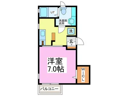 ヴェルビュ(1K/1階)の間取り写真