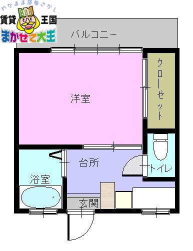 上西山ハイツ(1K/1階)の間取り写真