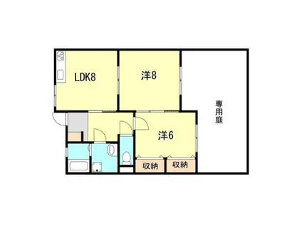 ハイフラット静徳(2LDK/1階)の間取り写真