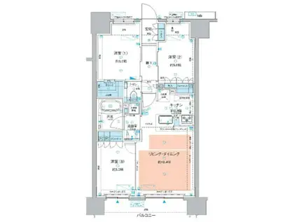 サンクレイドル立川ステーションウィズ(3LDK/3階)の間取り写真