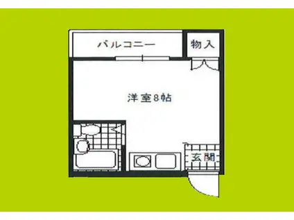 第4三先ハウス(ワンルーム/2階)の間取り写真