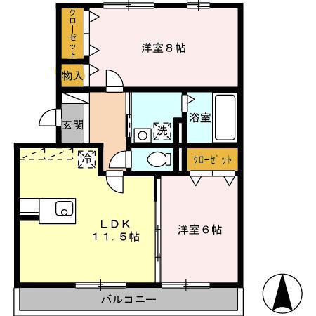 エルドラード清水(2LDK/3階)の間取り写真