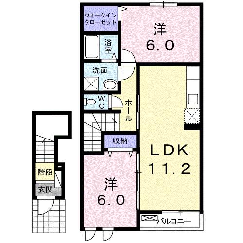 サニーブリーズ天辰(2LDK/2階)の間取り写真