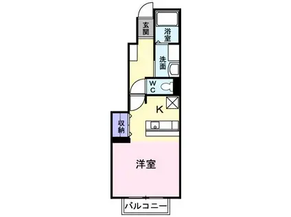 アパルトマン・エム(ワンルーム/1階)の間取り写真