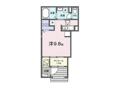 ウィンズ・ウエスト I(ワンルーム/1階)の間取り写真