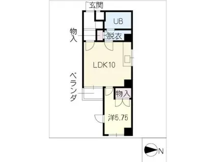 サンシティ瓦町504(1LDK/5階)の間取り写真