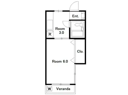 DEFI浦上(1K/2階)の間取り写真