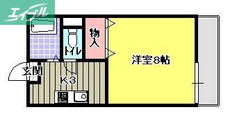 エクセレント伊福町(1K/1階)の間取り写真