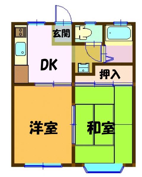 ニューアネックスC棟(2DK/2階)の間取り写真