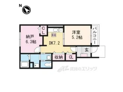 キャナール(2DK/1階)の間取り写真