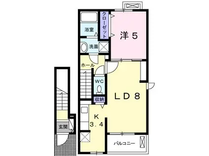 エスペランサ白国II(1LDK/2階)の間取り写真