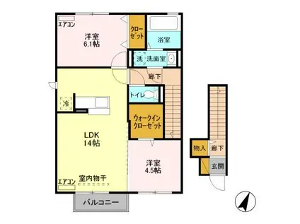 コンフォール千現IIA(2LDK/2階)の間取り写真