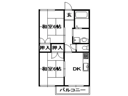 フレンドハイツ南口(2DK/2階)の間取り写真