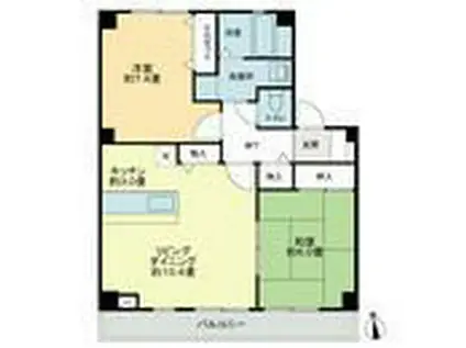 フォブール善導寺(2LDK/3階)の間取り写真