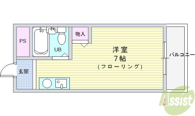 プレミアムYT(ワンルーム/1階)の間取り写真