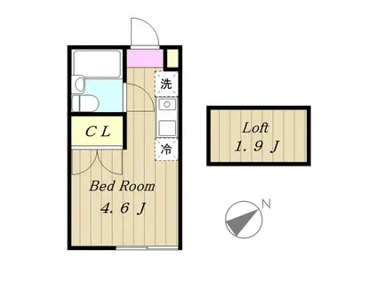 エンゼルハイム(ワンルーム/1階)の間取り写真