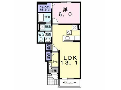 パークヴェルデアA(1LDK/1階)の間取り写真
