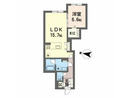 レジデンス西原べレオ(1LDK/1階)の間取り写真