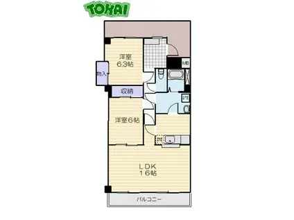 ハイタウンソレイユ(2LDK/5階)の間取り写真