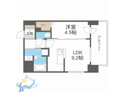 プライマル札幌桑園(1LDK/8階)の間取り写真