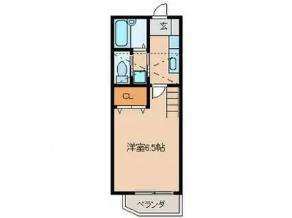 Aレガート久留米大前 A棟(1K/2階)の間取り写真