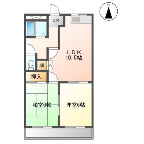 グリーンハイツ(2LDK/2階)の間取り写真