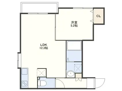 COLORER中川(1LDK/5階)の間取り写真