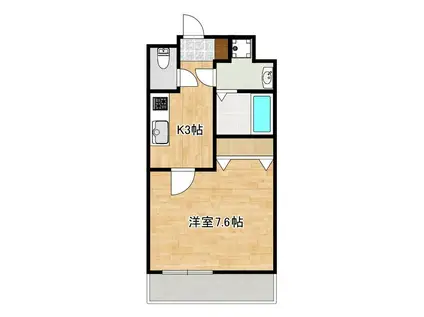 クロノス47黒髪(1K/2階)の間取り写真