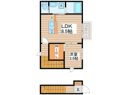 マノアーレ名取駅西 B(1LDK/2階)の間取り写真