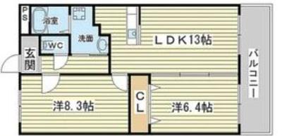 智頭急行 苔縄駅 徒歩22分 3階建 築25年(2LDK/2階)の間取り写真